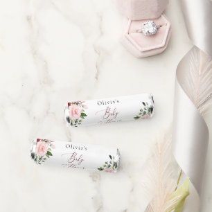 Burgundy Flowers, Pink Flowers, Boho, Baby Shower Breath Savers® Mints