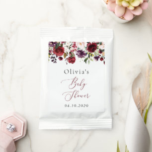 Burgundy Flowers, Pink Flowers, Boho, Baby Shower Hot Chocolate Drink Mix