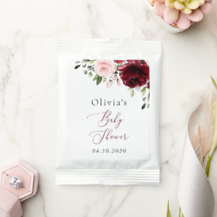Burgundy Flowers, Pink Flowers, Boho, Baby Shower Hot Chocolate Drink Mix