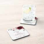Burgundy Flowers, Pink Flowers, Boho, Birthday Beverage Coaster