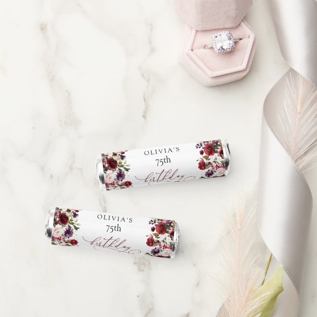 Burgundy Flowers, Pink Flowers, Boho, Birthday Breath Savers® Mints (Wedding)