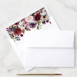 Burgundy Flowers, Pink Flowers, Boho, Birthday Envelope Liner
