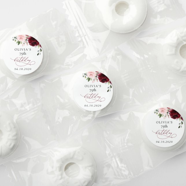 Burgundy Flowers, Pink Flowers, Boho, Birthday Life Saver® Mints (Assorted)