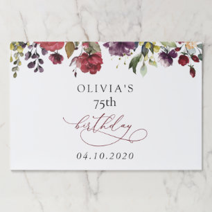 Burgundy Flowers, Pink Flowers, Boho, Birthday Paper Pad