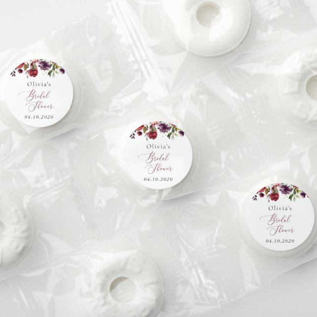 Burgundy Flowers, Pink Flowers, Boho Bridal Shower Life Saver® Mints (Assorted)