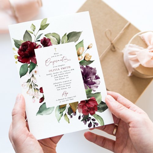Burgundy Flowers, Pink Flowers, Boho, Confirmation