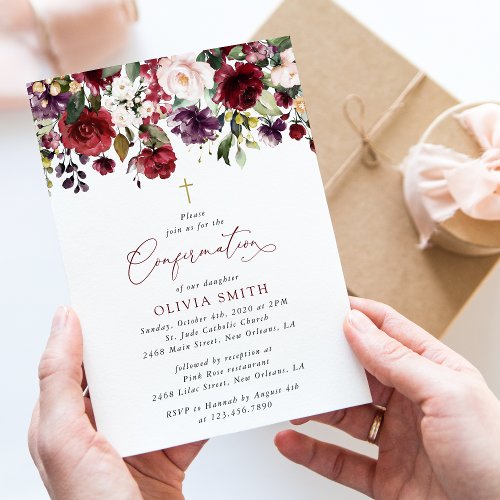 Burgundy Flowers, Pink Flowers, Boho, Confirmation