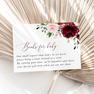 Burgundy Flowers, Pink Flowers, Books For Baby Enclosure Card