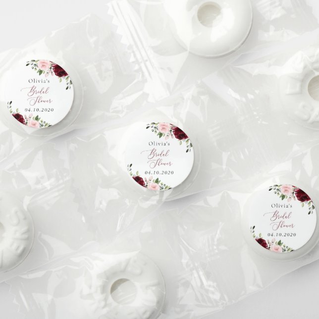Burgundy Flowers, Pink Flowers, Bridal Shower Life Saver® Mints (Assorted)