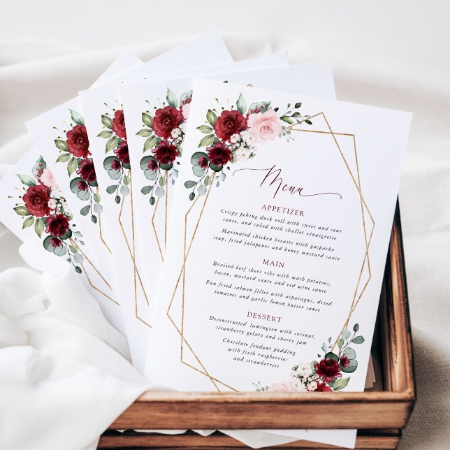 Burgundy Flowers, Pink Flowers, Bridal Shower Menu (Creator Uploaded)