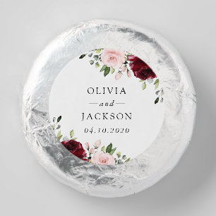 Burgundy Flowers, Pink Flowers, Greenery, Wedding Dipped Oreo Cookie Favors