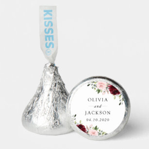 Burgundy Flowers, Pink Flowers, Greenery, Wedding Hershey®'s Kisses®