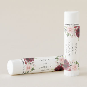 Burgundy Flowers, Pink Flowers, Greenery, Wedding Lip Balm