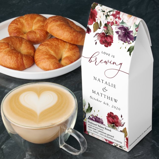 Burgundy Flowers, Pink Flowers, Greenery, Wedding Roasted Coffee (Breakfast)