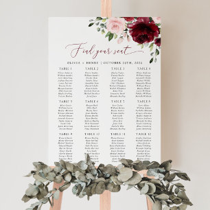 Burgundy Flowers, Pink Flowers, Seating Chart