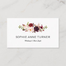 Burgundy Flowers Professional Makeup Hair Style