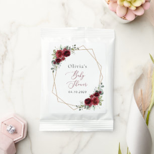 Burgundy Flowers, Red Flowers, Baby Shower Hot Chocolate Drink Mix
