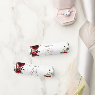 Burgundy Flowers, Red Flowers, Boho, Baby Shower Breath Savers® Mints