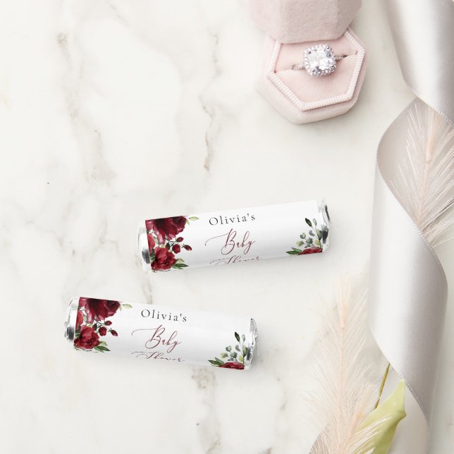 Burgundy Flowers, Red Flowers, Boho, Baby Shower Breath Savers® Mints (Wedding)