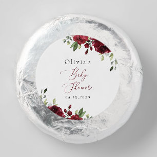 Burgundy Flowers, Red Flowers, Boho, Baby Shower Dipped Oreo Cookie Favors