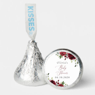 Burgundy Flowers, Red Flowers, Boho, Baby Shower Hershey®'s Kisses®