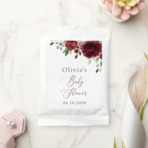 Burgundy Flowers, Red Flowers, Boho, Baby Shower Hot Chocolate Drink Mix