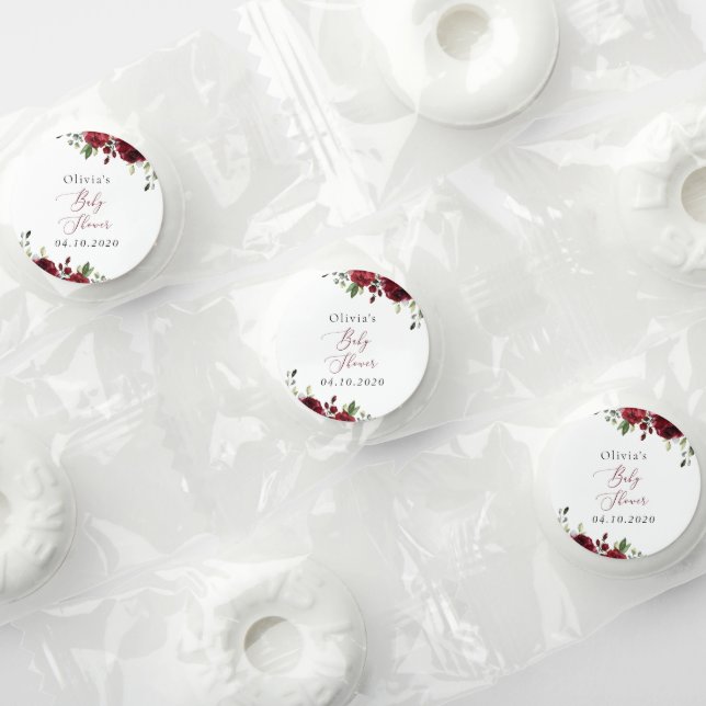 Burgundy Flowers, Red Flowers, Boho, Baby Shower Life Saver® Mints (Assorted)