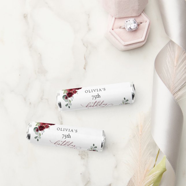 Burgundy Flowers, Red Flowers, Boho, Birthday Breath Savers® Mints (Wedding)