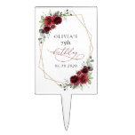 Burgundy Flowers, Red Flowers, Boho, Birthday Cake Topper