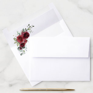 Burgundy Flowers, Red Flowers, Boho, Birthday Envelope Liner