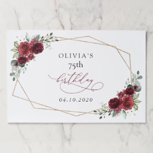 Burgundy Flowers, Red Flowers, Boho, Birthday Paper Pad