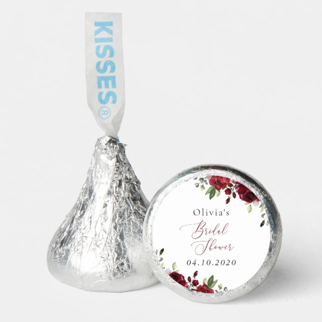 Burgundy Flowers, Red Flowers, Boho, Bridal Shower Hershey®'s Kisses® (Front)