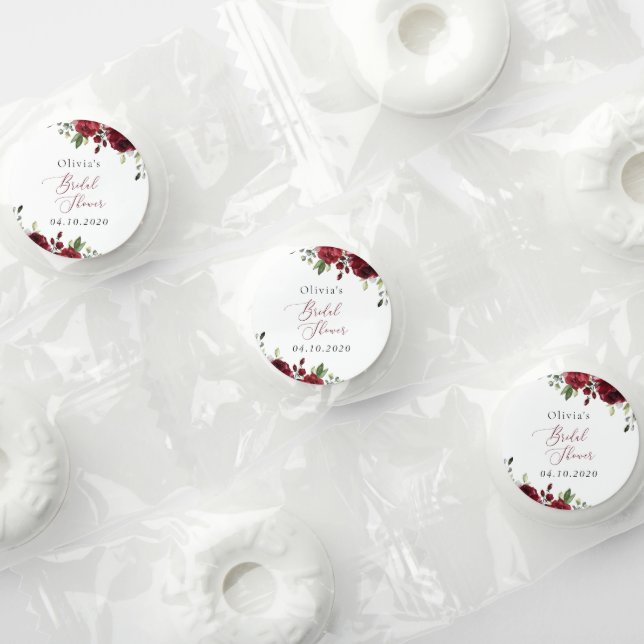 Burgundy Flowers, Red Flowers, Boho, Bridal Shower Life Saver® Mints (Assorted)