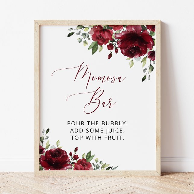 Burgundy Flowers, Red Flowers, Boho, Momosa Bar Poster (Creator Uploaded)
