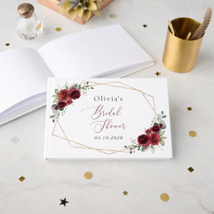 Burgundy Flowers, Red Flowers, Bridal Shower Guest Book