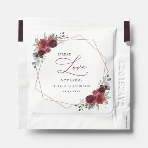 Burgundy Flowers Red Flowers Floral Wedding Hand Sanitizer Packet