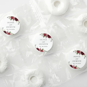 Burgundy Flowers, Red Flowers, Floral Wedding Life Saver® Mints
