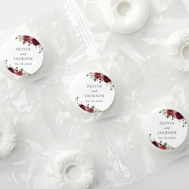 Burgundy Flowers, Red Flowers, Floral Wedding Life Saver® Mints (Assorted)