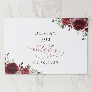 Burgundy Flowers, Red Flowers, Greenery, Birthday Paper Pad