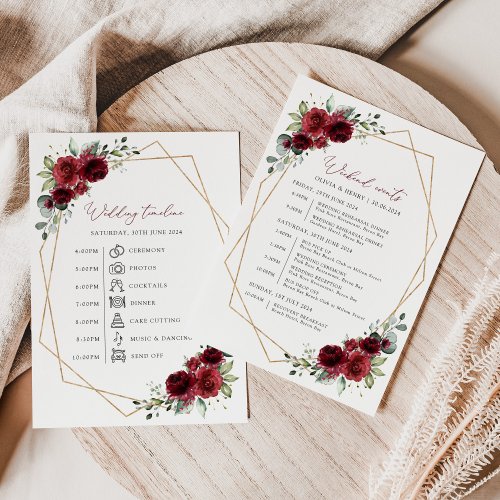 Burgundy Flowers Red Flowers Wedding Timeline