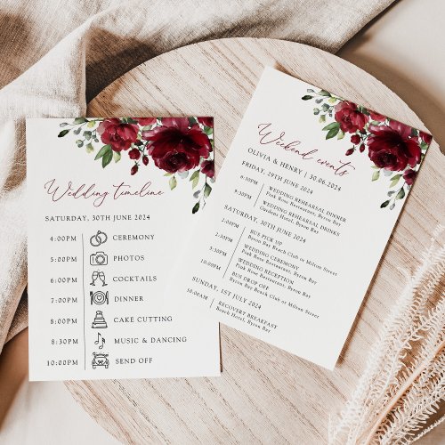 Burgundy Flowers Red Flowers Wedding Timeline