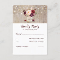 Burgundy Flowers Rustic RSVP