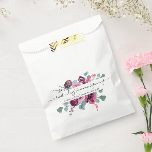 Burgundy flowers sweet Favor Box Favor Bag