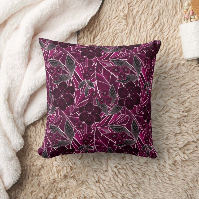 Burgundy flowers. throw pillow (Blanket)