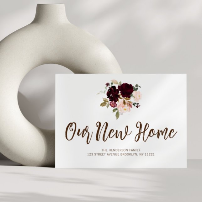 burgundy flowers we've moved moving announcement (Creator Uploaded)