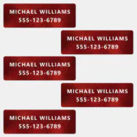 Burgundy Foil Textured Personalized Name Clothing Labels