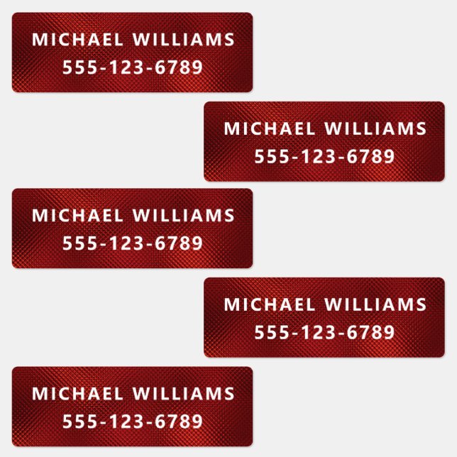 Burgundy Foil Textured Personalized Name Clothing Labels (Group)