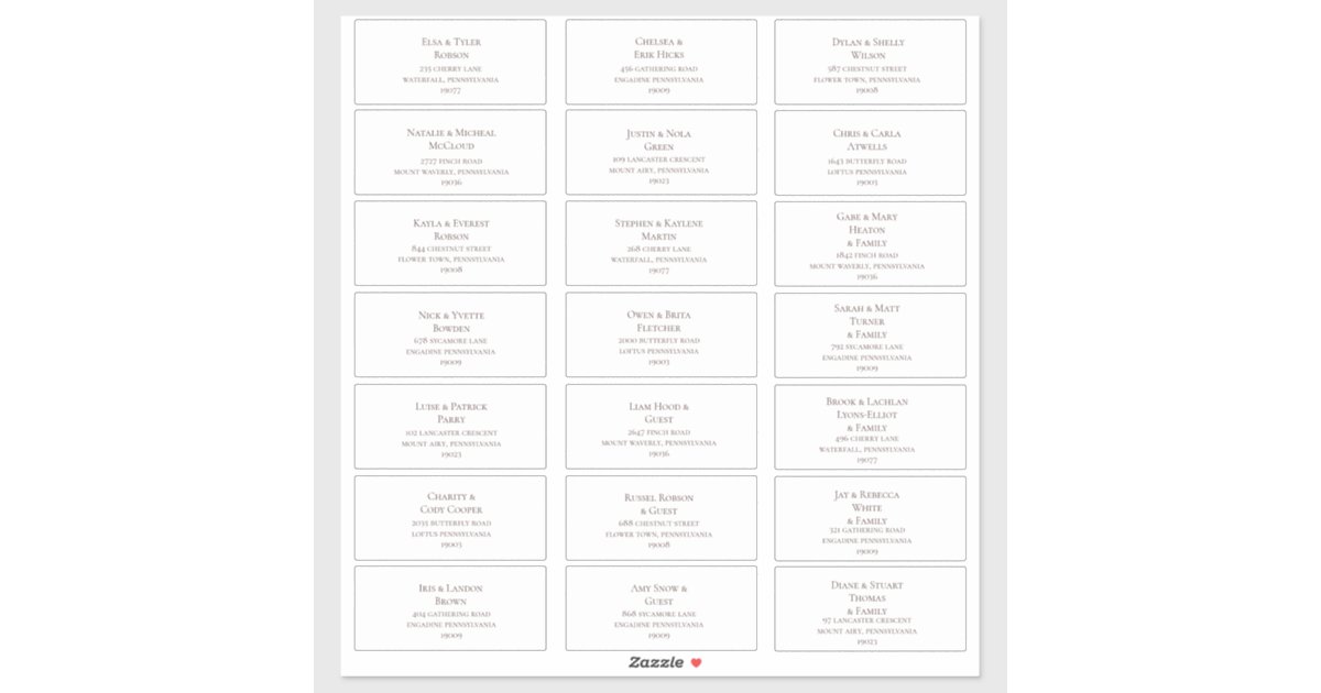 Burgundy Font Wedding Guest Address Labels | Zazzle