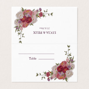 Burgundy Forest Floral Wedding Place Cards