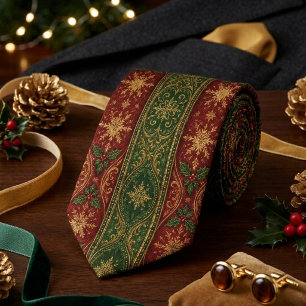 Burgundy & Forest Green Christmas Regency Neck Tie